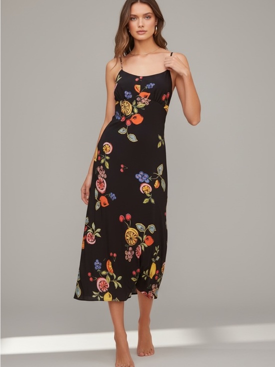 Astr Dresses & Skirts - ❌ SOLD ❌Astr Black Floral & Citrus Slip Midi Dress